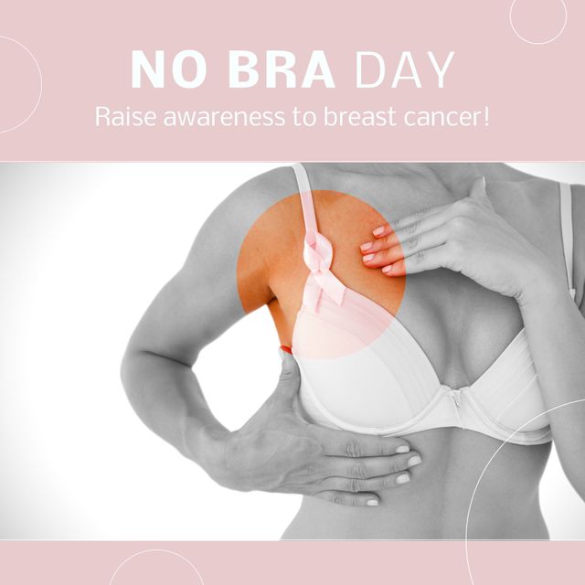 No Bra Day Breast Cancer Awareness Pink Background - Download Free Stock Templates Pikwizard.com