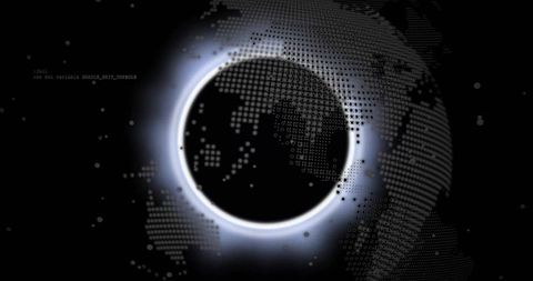 Glowing Digital Ring and Global Pixel Map on Futuristic Tech Interface