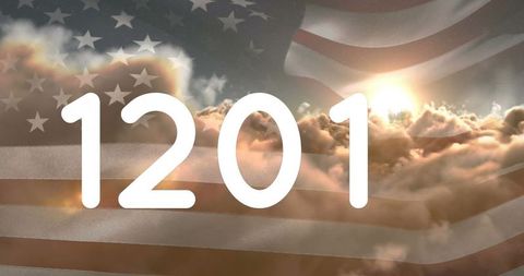 Symbolic Flag and Cloudscape Counting Art with Number 1201