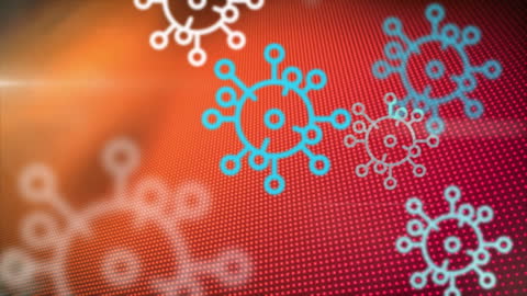 Colorful Virus Symbols on Abstract Digital Background