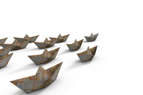 transparent illustration of money origami paper ships on clear background - Download Free Stock Videos Pikwizard.com