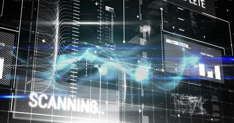Digital Skull over Advanced Data Interface Display - Download Free Stock Images Pikwizard.com