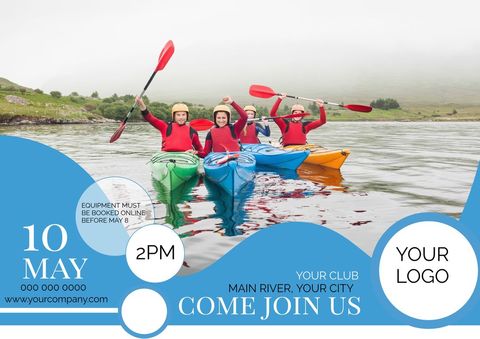 kayaking adventure event promo on serene river - Download Free Stock Templates Pikwizard.com