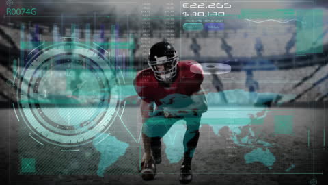 Futuristic Data Overlay on Rugby Player Analysis