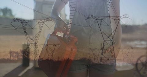 Concept of Energy and Mobility with Overlay of Power Lines and Fuel Canister