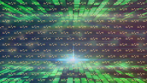 Futuristic Digital Neon Grid with Dots and Lights Beam