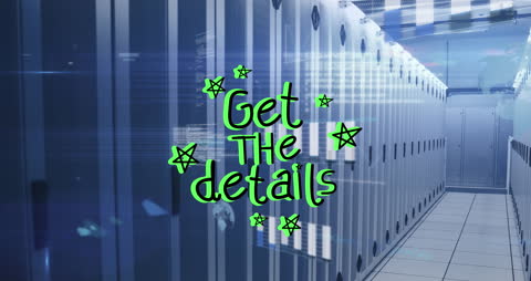 Animation of Data Processing Overlaid on Modern Server Room