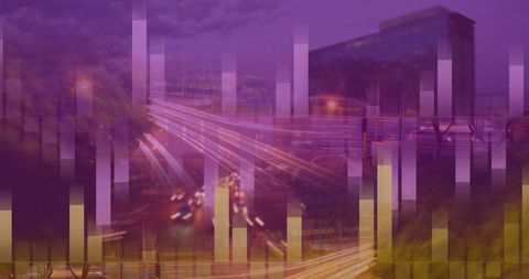 Dynamic Cityscape with Fast-Moving Traffic and Overlay