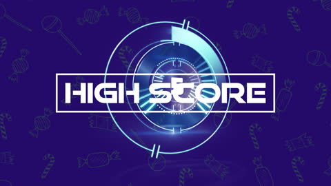 Animated High Score Interface with Candy Icons on Blue Background