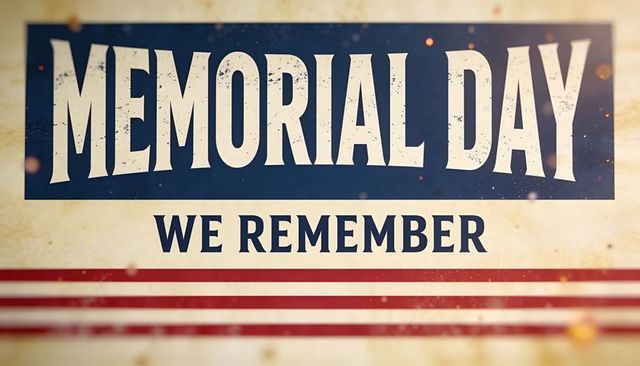 Memorial day vintage banner remembering fallen heroes with distressed flag stripes