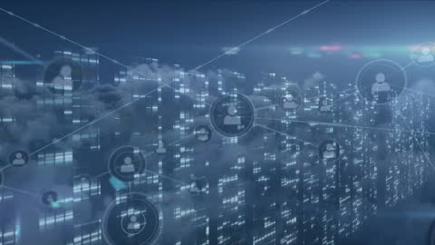 Futuristic Digital Network Amongst Illuminated Clouds