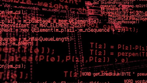 Dynamic Red Data Overlay on Black Background