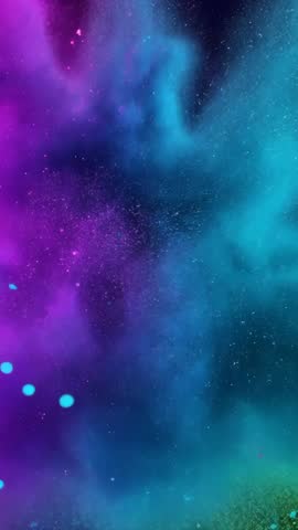 Vertical video showing bursting powder cloud rising and mixing magenta and cyan particles