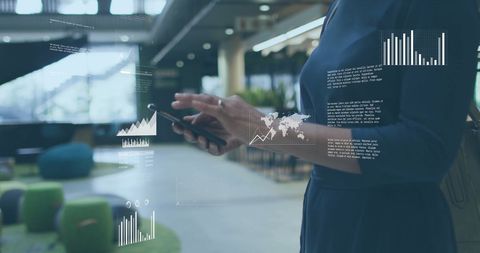 Businesswoman Analyzing Data on Smartphone Interface - Download Free Stock Images Pikwizard.com