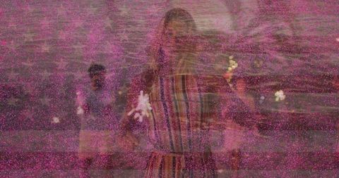 Joyful celebration with fireworks and usa theme