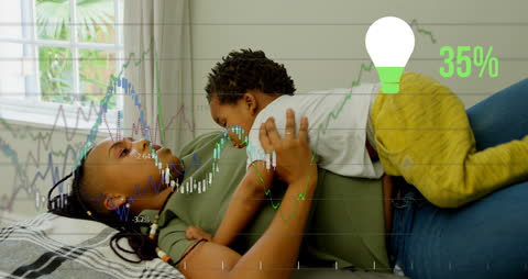 Digital Finance Trends Overlaid on Bonding Mother and Child Scene
