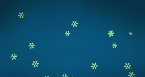 Falling Snowflakes on Blue Background Animation
