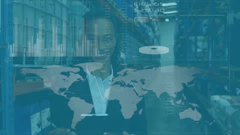 Digital Interface Projecting Inventory Data in Warehouse