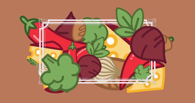 Illustration of frame with various vegetables, beetroots, broccoli, eggplants on peach background - Download Free Stock Photos Pikwizard.com
