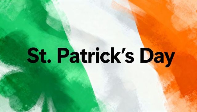 Watercolor irish tricolor background with shamrock for st. Patrick's day greeting card