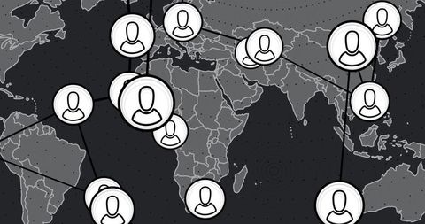 Global Digital Connectivity Network on World Map