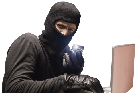 caucasian criminal with laptop on transparent background - Download Free Stock Videos Pikwizard.com