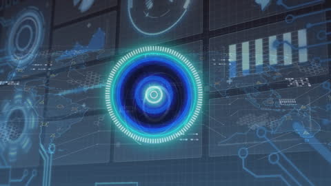 Futuristic Digital Interface with Scanning Scope Elements