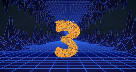 glittering number 3 countdown in futuristic grid tunnel - Download Free Stock Images Pikwizard.com