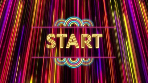 Vibrant Neon Start Banner with Colorful Light Trails