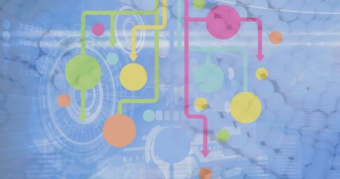 Abstract Data Network with Colorful Nodes on Digital Background - Download Free Stock Images Pikwizard.com
