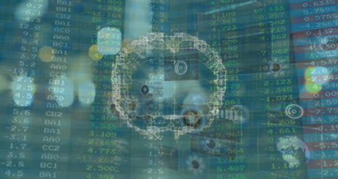 Human Brain Hologram with Financial Data Overlay