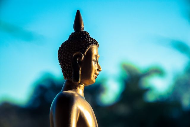 Side Profile of Golden Buddha Statue with Nature Background - Download Free Stock Photos Pikwizard.com