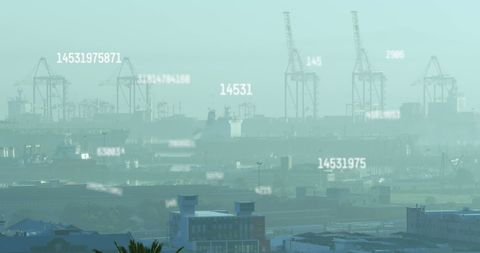 Futuristic Digital Numbers Overlay Urban Cityscape - Download Free Stock Images Pikwizard.com