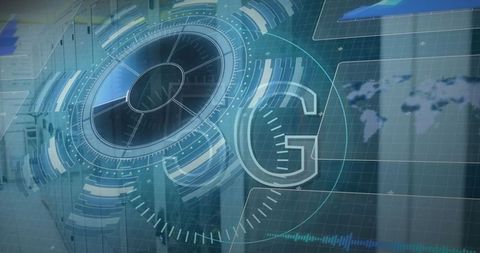 Futuristic Digital Interface Concept in Data Center Environment