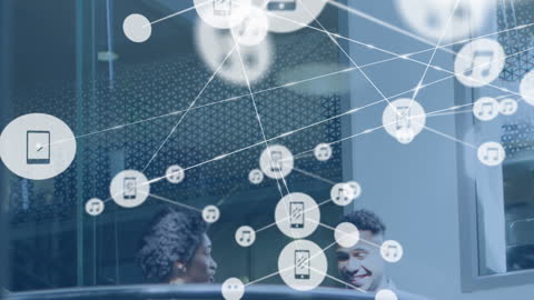 Digital Icons Networking Over Professional Discussion