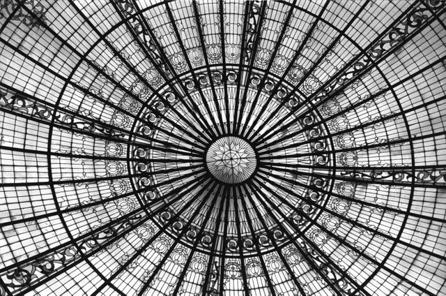 Intricate Dome Ceiling with Geometric and Floral Patterns in Black and White - Download Free Stock Photos Pikwizard.com