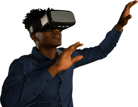 joyful man exploring virtual reality with transparent background - Download Free Stock Videos Pikwizard.com