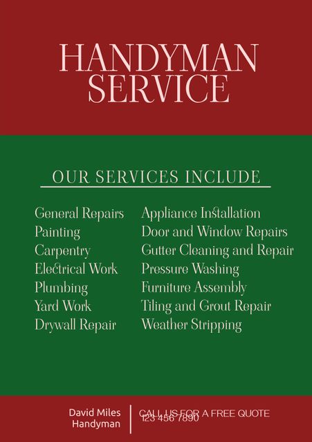 Handyman Service List on Red and Green Background - Download Free Stock Videos Pikwizard.com