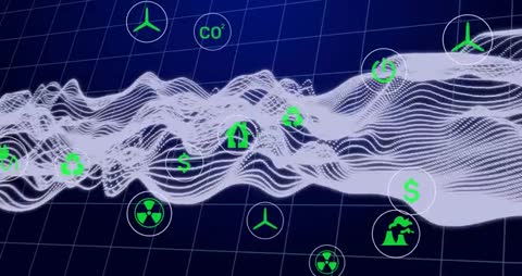 Dynamic 3D Waveform with Green Energy and Eco-Friendly Icons