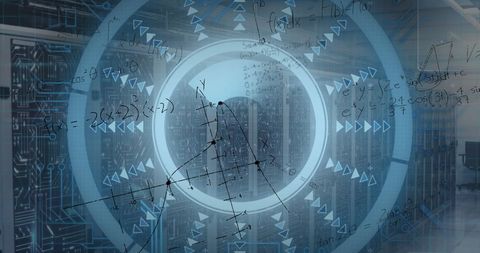 Digital Interface with Mathematical Calculations Over Data Center - Download Free Stock Images Pikwizard.com