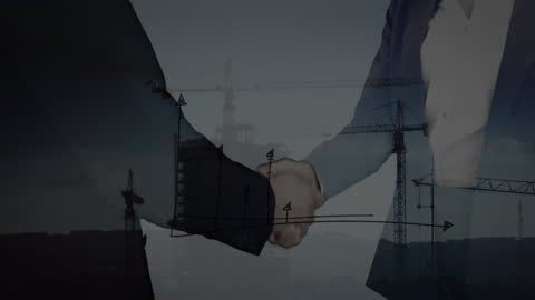 Professional Handshake Over Construction Background