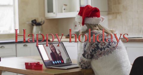 Virtual christmas celebration over video call