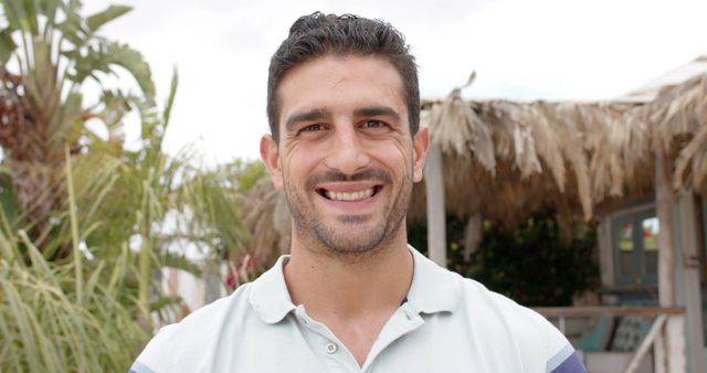 Smiling Man in Outdoor Tropical Environment - Download Free Stock Images Pikwizard.com