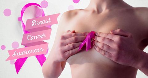 Breast Cancer Awareness Campaign with Pink Ribbon and Woman