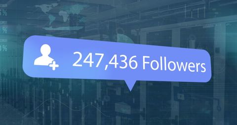 social media follower count over data center overlay - Download Free Stock Images Pikwizard.com
