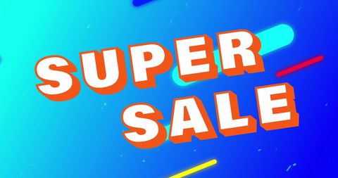 Bright super sale banner on blue gradient background