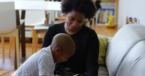 Mother and Son Enjoy Quality Time Together at Home