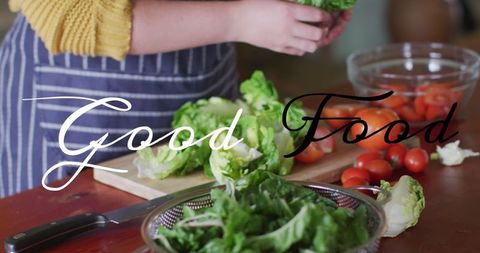 Caucasian Woman Preparing Fresh Vegetarian Meal in Kitchen