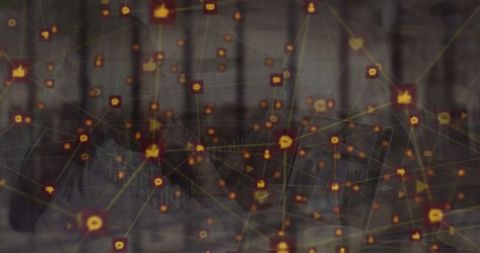 Businesswoman on Video Call Watching Network Interface Overlay