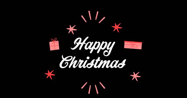 Happy Christmas Text with Festive Elements on Black Background - Download Free Stock Images Pikwizard.com